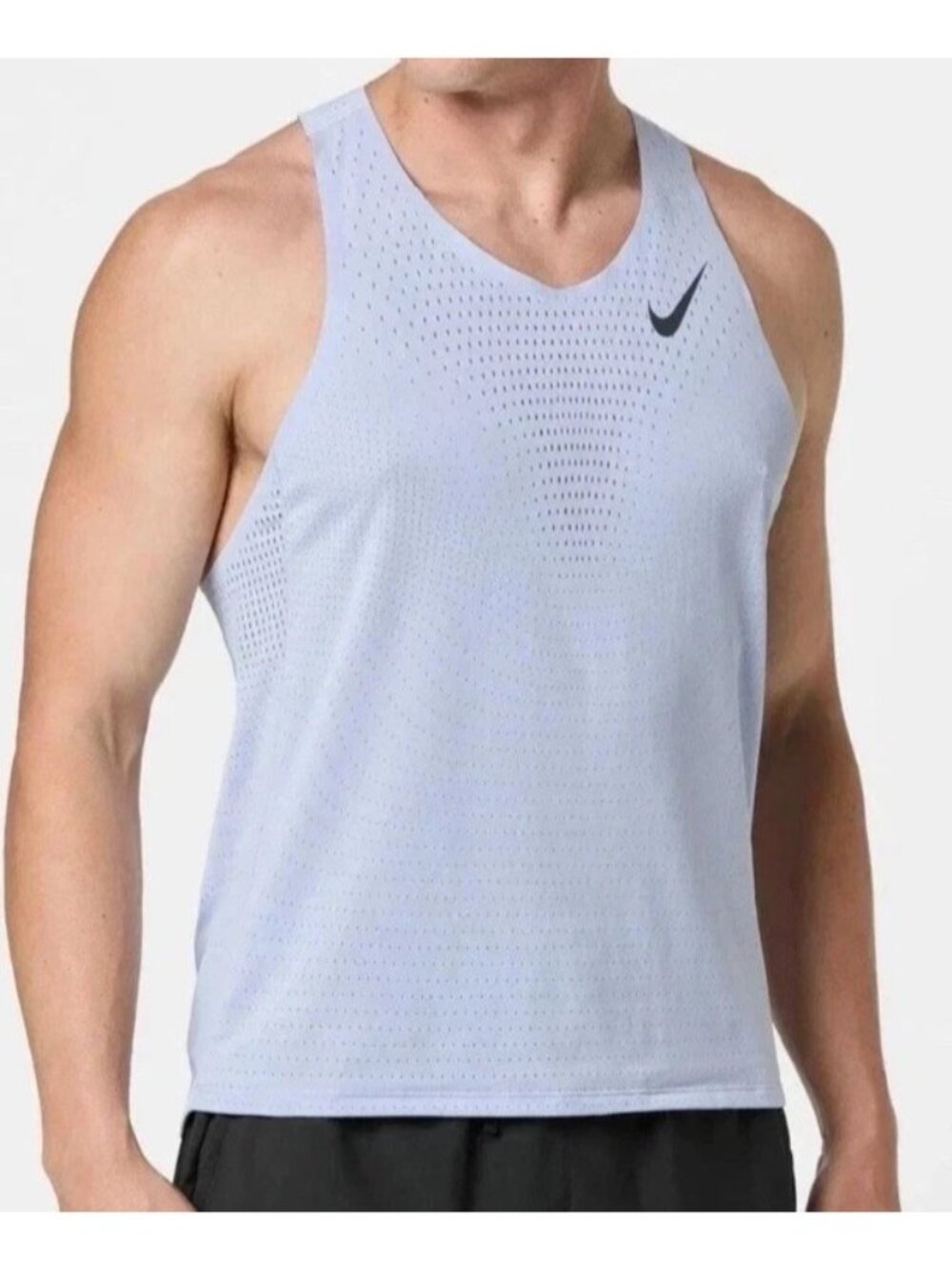 Men's Nike Dri-Fit ADV Aeroswift Running Singlet Ghost Gray FN4231-057 Size S